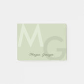 Olive Green Minimal Clean Modern Large Monogram Post-it Klebezettel (Vorderseite)