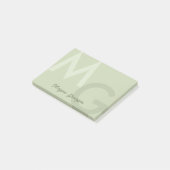 Olive Green Minimal Clean Modern Large Monogram Post-it Klebezettel (angewinkelt)