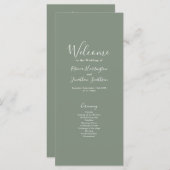 Olive Green Minimal Modern Wedding Program Card (Vorne/Hinten)