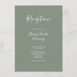 Olive Green Minimal Moderne Hochzeitsempfangskarte Begleitkarte