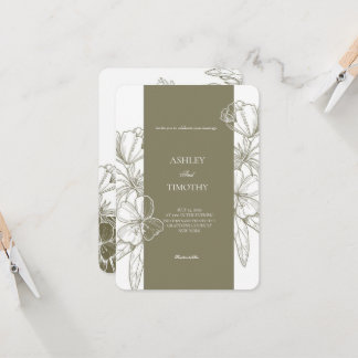 Olive Green Minimalist Floral Wedding Invitation Einladung