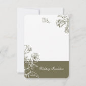 Olive Green Minimalist Floral Wedding Invitation Einladung (Rückseite)