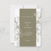Olive Green Minimalist Floral Wedding Invitation Einladung (Vorderseite)