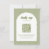 Olive green Minimalist Retro Checker Arch Wedding RSVP Karte (Vorderseite)