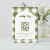 Olive green Minimalist Retro Checker Arch Wedding RSVP Karte (Stehend Vorderseite)