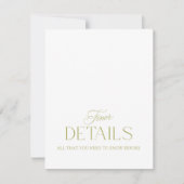 Olive Green Minimalist Wedding Information Card  RSVP Karte (Vorderseite)