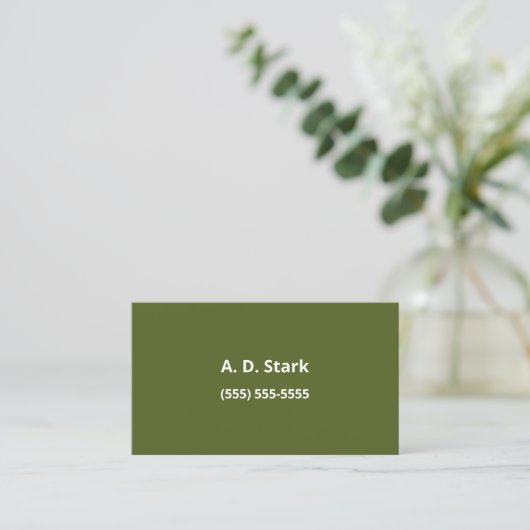 Olive Green Minimalistisch Business Cards Visitenkarte (Stehend Vorderseite)