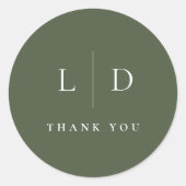 Olive Green Minimalistisch Monogram Gastgeschenk H Runder Aufkleber (Vorderseite)