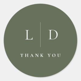 Olive Green Minimalistisch Monogram Gastgeschenk H Runder Aufkleber