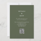Olive Green Minimalistisch Monogram QR Code Weddin Einladung (Rückseite)