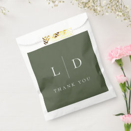 Olive Green Minimalistisch Monogram Wedding Geschenktütchen