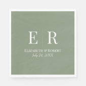 Olive Green Minimalistisch Monogram Wedding Serviette (Vorderseite)