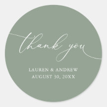 Olive Green Minimalistisch Wedding Vielen Dank