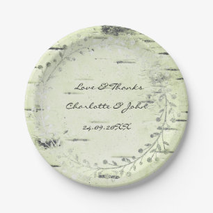 Olive Green Minze Hütte Birch Wreath Garland Pappteller