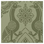 Olive Green Mittelalterliche Friedhöfe und Drachen Stoff (Nahaufnahme)