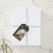 Olive Green Modern Arch Vertical Foto Weihnachten Geschenkanhänger (Mit Garn)