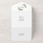 Olive Green Modern Botanical Floral Wedding All In One Einladung (Außenbereich)