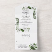 Olive Green Modern Botanical Floral Wedding All In One Einladung (Innen Boden)