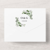 Olive Green Modern Botanical Floral Wedding All In One Einladung (Rückseite)