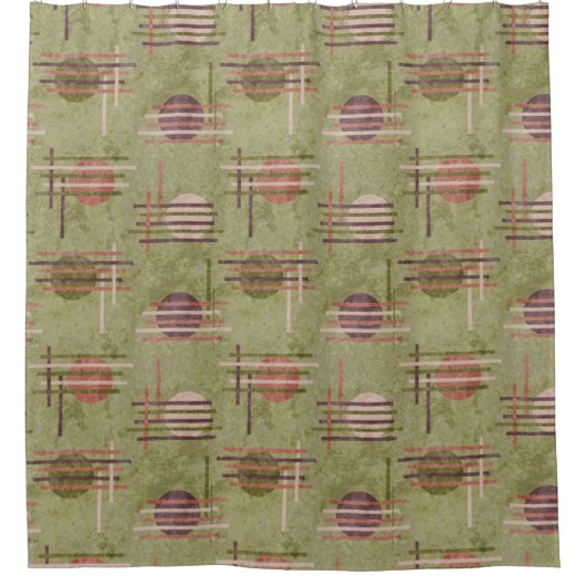 Olive Green Modern Geometric Duschvorhang (Vorderseite)