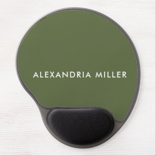 Olive Green Modern Minimalistisch Personalisiert Gel Mousepad