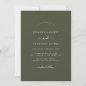 Olive Green Modern Minimalistisch Wedding Einladung (Vorderseite)