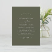 Olive Green Modern Minimalistisch Wedding Einladung (Stehend Vorderseite)