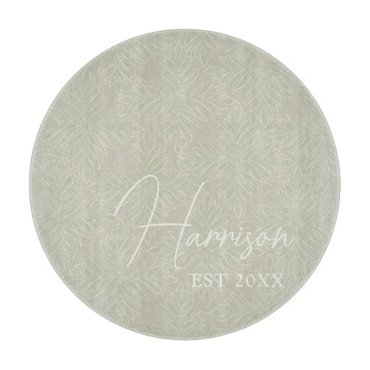 Olive Green Modern Minimalistische Custom Schneidebrett (Vorderseite)