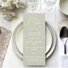 Olive Green Modern Minimalistische Hochzeitsmenü Menükarte