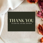 Olive Green Modern Monogram Wedding Dankeskarte