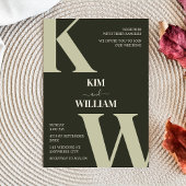 Olive Green Modern Monogram Wedding Einladung