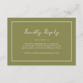 Olive Green Modern Online RSVP Card Begleitkarte (Vorderseite)