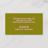 Olive Green Modern Pink Bold Typografy Visitenkarte (Rückseite)