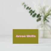 Olive Green Modern Pink Bold Typografy Visitenkarte (Stehend Vorderseite)