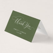 Olive Green Modern Script Wedding Folded Thank You (Vorderseite)