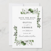 Olive Green Modern Watercolor Foto Hochzeit Save The Date (Vorderseite)