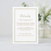 Olive Green Modern Wedding Details Card Begleitkarte (Stehend Vorderseite)