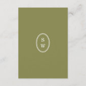 Olive Green Modern Wedding Directions Card Begleitkarte (Rückseite)