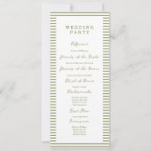 Olive Green Modern Wedding Program Card Einladung (Rückseite)
