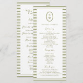 Olive Green Modern Wedding Program Card Einladung (Vorne/Hinten)