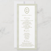 Olive Green Modern Wedding Program Card Einladung (Vorderseite)