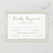 Olive Green Modern Wedding RSVP Card Begleitkarte (Vorderseite)