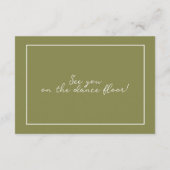 Olive Green Modern Wedding RSVP Card Begleitkarte (Rückseite)