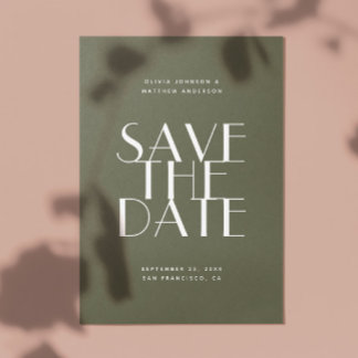 Olive green moderne minimalistische QR-Code Hochze Save The Date