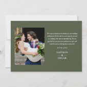 Olive Green Monogram 2 Foto Wedding Dankeskarte (Rückseite)