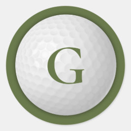 Olive Green Monogram Golf Ball Runder Aufkleber