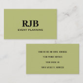 Olive Green Monogram Initial Individuelle Name Sim Visitenkarte (Vorne/Hinten)