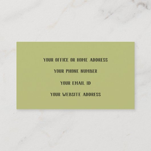 Olive Green Monogram Initial Individuelle Name Sim Visitenkarte (Rückseite)