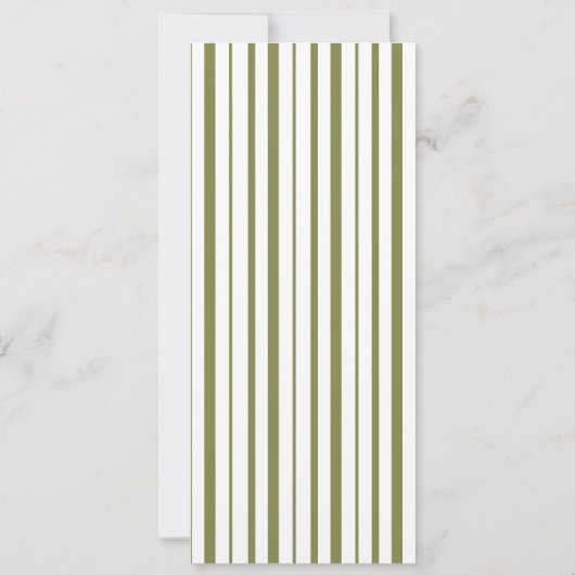 Olive Green Monogram Long Wedding Menu Card Einladung (Rückseite)