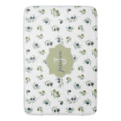 Olive Green Monogram Name Watercolor Chic Pattern Badematte (Vorderseite Vertikal)